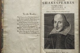 Title page of Shakespeare's First Folio, published in 1623. Image courtesy of the Folger Shakespeare Library.