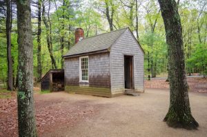 Picture of Henry David Thoreau's cabin at Walden Pond. Image from Adobe stock.